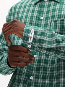 SUMWON Relaxed Fit Long Sleeve Button Down Plaid Shirt Classic Collar Regular Length Casual Fall Winter