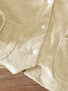 SHEIN 女童灯芯绒梭织外套，纯色，流行女童服装，适合春、秋、冬三季穿着。