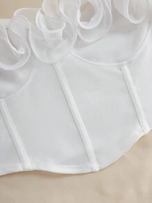 SHEIN Tall CURVE Áo Bandeau lưới chắp vá màu trơn cỡ lớn cho nữ - trắng - Xem 6