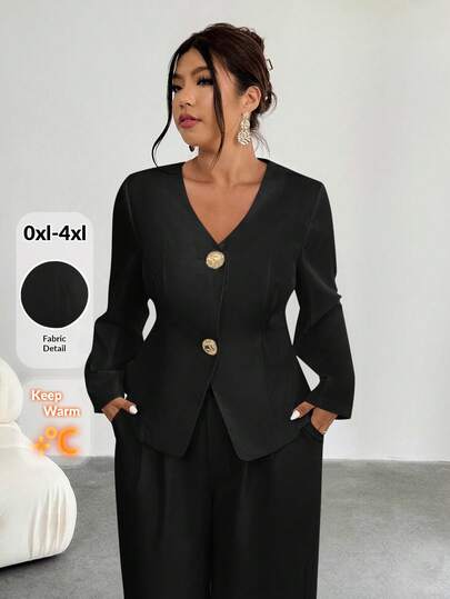 Firerie 女士休闲简约时尚金属扣西装外套，适合通勤、工作、返校季