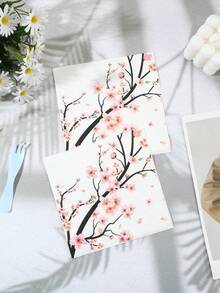 25/50/100 件 13"X13" 一次性派对餐巾，简约粉色樱花花卉图案，适合各种主题派对和日常使用 - 彩色 - 查看 8