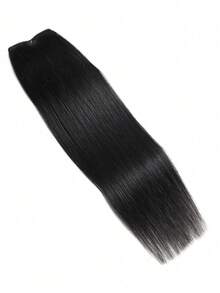 V-Shaped One-Piece Clip In Human Hair Extensions With 5 Clips Natural Black Straight Clip In Hair Weft Volume-Enhancing Easy Installation Hair Extensions For Women - Natural Black - View 4