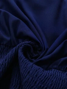 GlowEve Women's Shirred Ruffle Hem Cinched Waist Blouse - Navy Blue - View 5