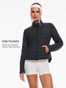 GLOWMODE DreamLyx Chill Soft Smooth Warm Lightweight Sweat-Wicking Water-Repellent Slim-Fit Down-Proof Puffer Jacket Autumn Winter Outdoor Daily Casual - Black - View 6