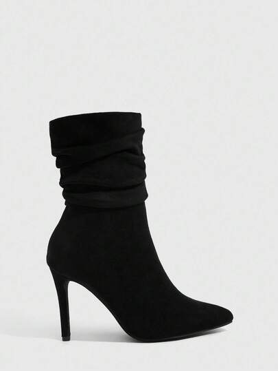 Daringsoles Women's Black Suede Pointed Toe High Heel Ankle Boots