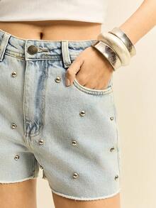 Daynim Women Denim Shorts - 淺藍色 - 查看 3