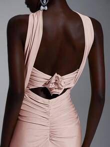 Elitara 优雅、浪漫、性感、简约、针织、有弹性、露肩、露背、紧身、时尚、网红风格、适合节日、度假、生日派对、婚礼、伴娘礼服 - 粉色 - 查看 5