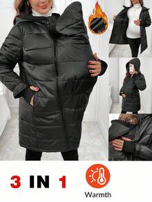 SHEIN Maternity Jacket With Zippers On Both Sides For Carrying Baby