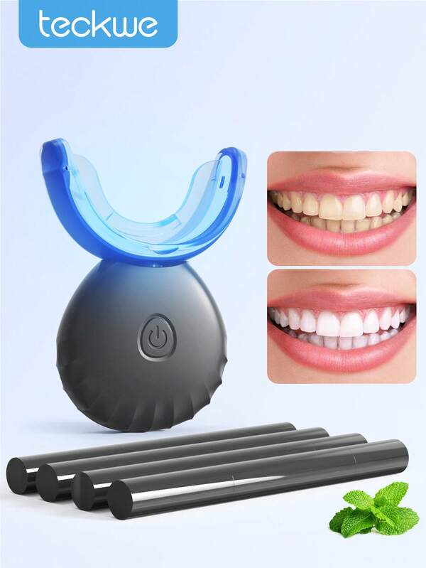 Teckwe Kit de blanchiment des dents sans fil à 4 stylos, accélérateur LED avancé, élimination rapide des taches à domicile, cliniquement prouvé, solution de blanchiment douce et efficace, outils de beauté pour la maison