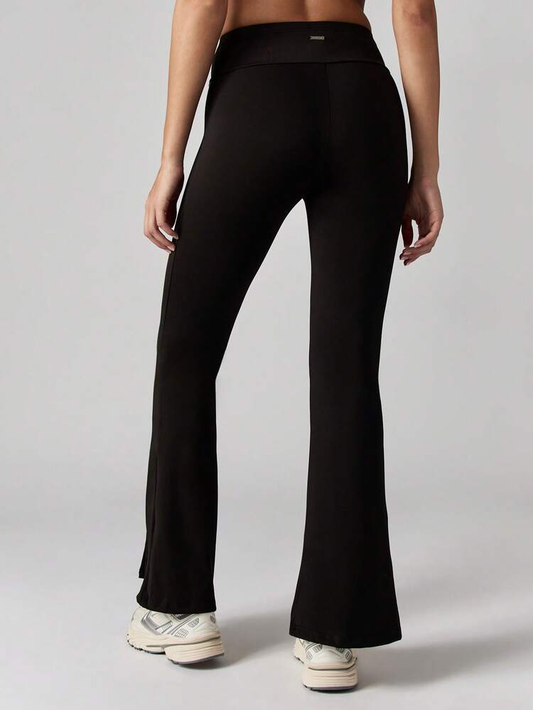 Missguided x Playboy High Rise Flared Yoga Pants Split Hem Bootcut Active Leggings Wide Leg Bottoms Fall Winter Casual
