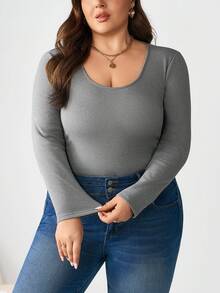Enliva Melanieangelese Conjunto de 3 camisetas de manga larga de capa base para mujer talla grande de otoño/invierno, camisetas ajustadas de gran elasticidad en negro, gris, blanco, para figura redondeada tipo manzana