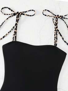 Swim Vcay 女士度假海滩豹纹绷带露背连体泳衣