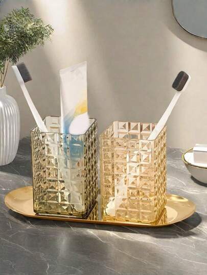 1pc 350ml Transparent Plastic Mouthwash Cup Reusable Square Toothbrush Holder Thickened Durable Heat Resistant Large Capacity Cosmetic Storage Box Makeup Organizer For Home Dorm Travel Camping Bathroom Essentials