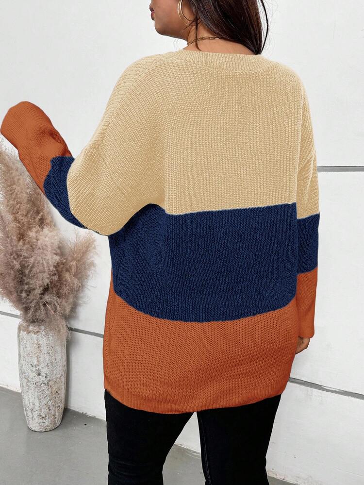 Casual Loose Fit Long Sleeve Pullover Sweater For Plus Size Women/Winter