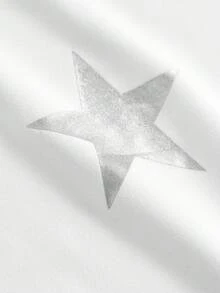 Girlism Teen Girls' Stylish Star Pattern Silver & Black Hoodie, Round Neck Tank Top And Cargo Pants Sports Suit - Black and White - View 3