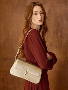 MOTF PREMIUM BOLSO DE HOMBRO DE PU CON HEBILLA - Dorado - Ver 5