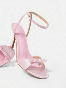 CUCCOO CHICEST Ladies' Pink Satin Round Toe High Heel Sandals With Ankle Strap Spring Shoes Spring Break Easter Prom Heels