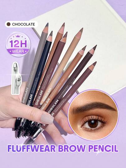 SHEGLAM Fluff Line Eyebrow Pencil-Chocolate Brand Beauty Makeup Face Paint Cosmetic For Women Girls Perfect For Fall Winter Ideal For Y2K Fancy Fashion Suitable For Birthday Christmas Present Party Ready Best Color