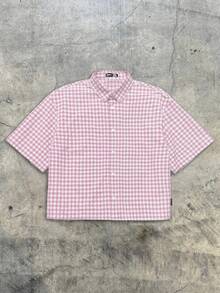 AXEPEAK Men's Plaid Short Sleeve Shirt, Suitable For Summer, Streetwear Edition - Pink - View 2