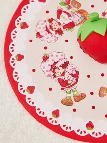 Strawberry Shortcake X SHEIN 草莓图案硅胶防尘杯套，适用于直径小于 4.3 英寸的杯子，可重复使用，礼品，送礼佳品