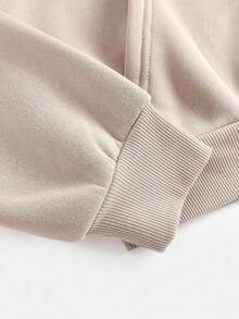 Girlism 少女休闲针织连帽卫衣和卫衣套装 - 卡其色 - 查看 4