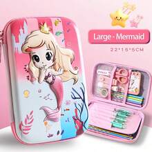 1pc Large Capacity Pencil Pouch 3D EVA School Supplies Box, New High School And Elementary School Girls' Colorful Pencil Box, Cartoon Pencil Box - Multicolor - View 8