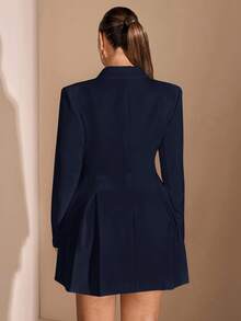 SHEIN BAE 大码女式优雅纯色白色时尚约会百搭大码单排扣系带西装外套，秋冬