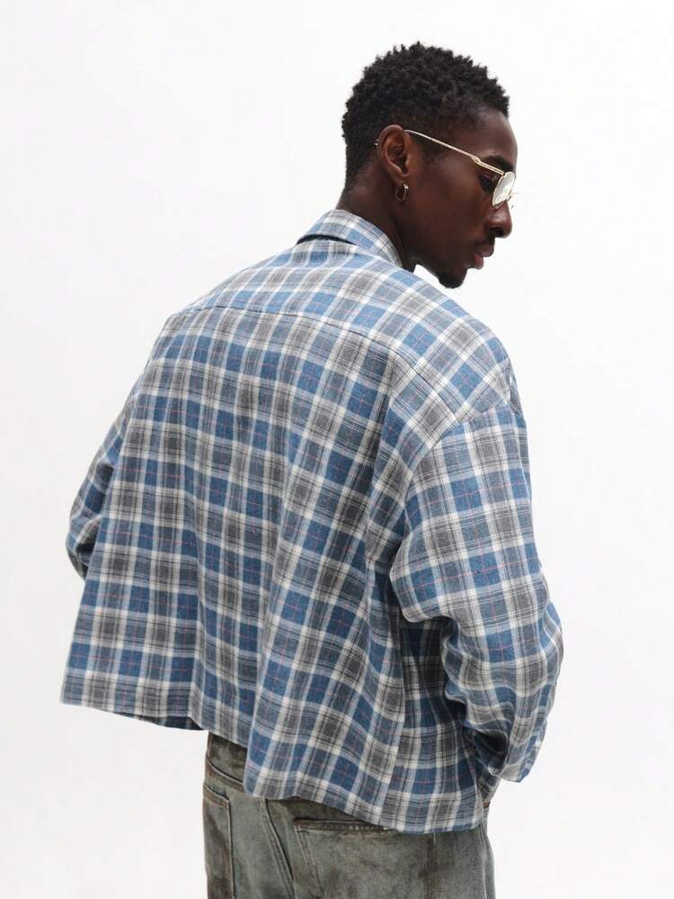 Plaid Flannel Button Down Shirt With Patch Pockets