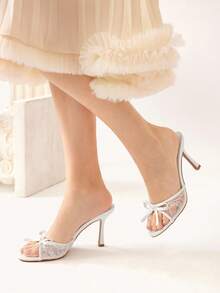 CUCCOO CHICEST Brown PU Ladies Pointed Toe High Heel Mule Sandals Spring Shoes Spring Break Easter Prom Heels