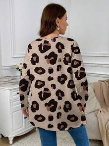 Firerie 休闲简约全宽豹纹圆领大码T恤，秋冬 - 彩色 - 查看 5