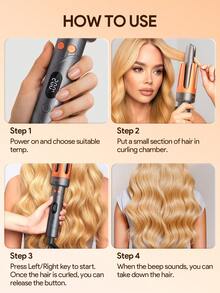 JMMO HAIR One-Touch Instant Hair Curler, Electric Automatic Curling Iron, 32mm Large Wave Curls, 4 Adjustable Temperatures, Fast Heating & 2-Way Rotation, Auto Shut-Off, Anti-Scald, Curly Hair For Hair Styling Graduation Birthday Holiday Graduation Birthday Holiday Holiday Summer Fall Autumn Women Makeup Cosmetic Wedding Party Beach Travel Camping Outdoors School Campus, Easy To Use-EU Plug