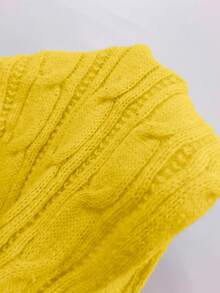 EMERY ROSE Casual Solid Color Textured Slim Fit Sweater, Autumn/Winter - Butter Yellow - View 8