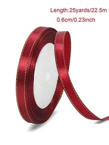 25 码双金边缎带 0.6/1/1.5/2.5/4 厘米，多色丝带，适用于礼品包装、工艺品、发饰、婚礼派对装饰