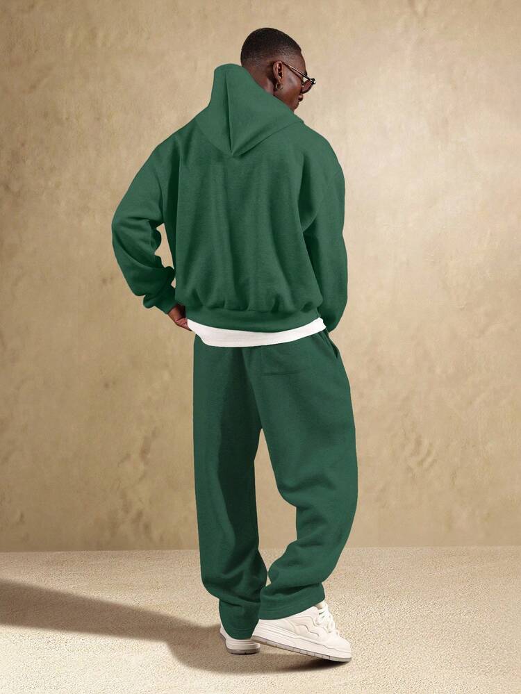 Drop Crotch Straight Fit Sweatpants With Elastic Waistband