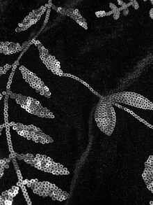 Cravure Đầm nhung thêu sequin lông giả cổ tròn màu đen dự tiệc sang trọng cỡ lớn - màu đen - Xem 6