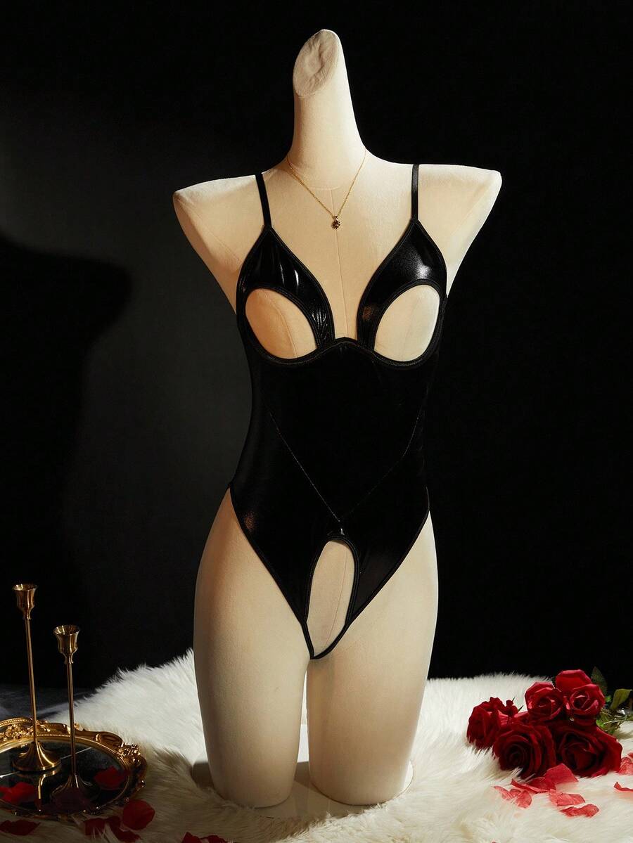 SpicyHot 1件黑色性感镂空露背紧身衣