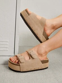 Solecia Woman Shoes Fashionable Thick-Soled Slippers For Versatile Use For Spring And Summer Vacation Shoes Summer Spring Shoes Spring Break Easter For Christmas - Khaki - View 7