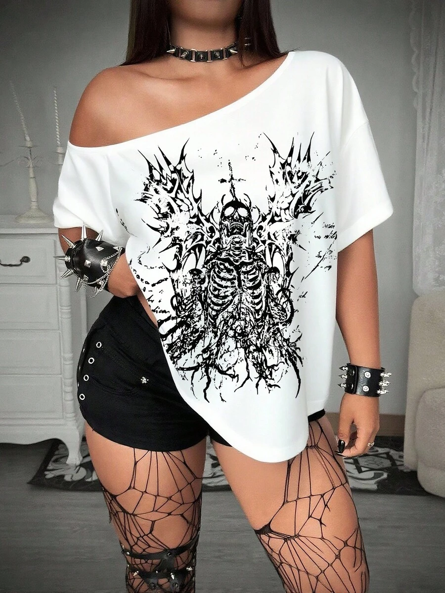 Whyspr Áo thun ôm vừa vặn họa tiết chắp vá ren Rave - trắng - Xem 1