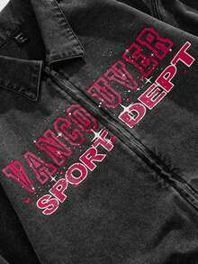 ROMWE MEN Street Life Men's Drop Shoulder Retro Fashion Long Sleeve Casual Loose Denim Jacket - Black - View 3