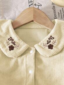 SHEIN 女童灯芯绒梭织外套，纯色，流行女童服装，适合春、秋、冬三季穿着。