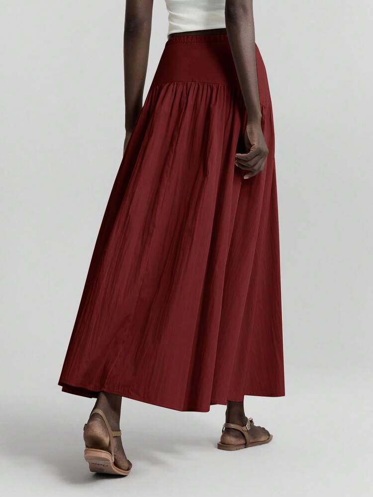 2026 Spring/Summer New Arrival Ankle-Length High-Waisted Pleated Skirt For Women, Countryside Style Suitable For Beach, Holiday, Music Festival, Elegant Romantic Casual Commute Office, Wedding Guest, Beach Vacation, Music Festival, Party