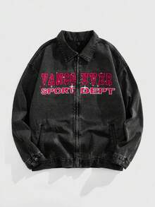 ROMWE MEN Street Life Men's Drop Shoulder Retro Fashion Long Sleeve Casual Loose Denim Jacket - Black - View 2