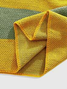 ROMWE MEN Prep Men's Contrast Color V-Neck Long Sleeve Knit Sweater, Fall Winter - Yellow - View 7