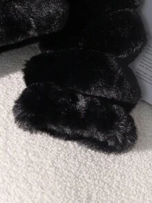 1pc Girls Soft Faux Fur Jacket, Elegant Long Sleeve Short Fitted Hooded Coat, Suitable For Autumn/Winter