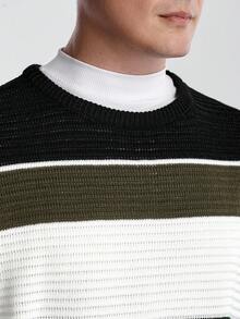 Manfinity CityGents Men's Striped Crew Neck Long Sleeve Casual Pullover Sweater, Autumn/Winter