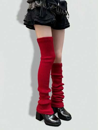 Anime Women's Solid Color Plush Warm Leg Warmers