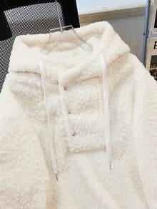 GlowEve 女式仿羊羔绒连帽抽绳纽扣设计休闲套头衫，秋冬