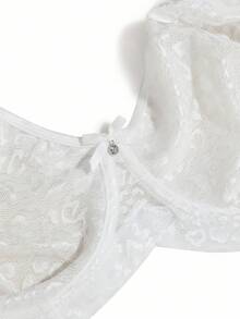 SHEIN 1pc Plus Size Women Leopard Lace Underwire Bra - White - View 9