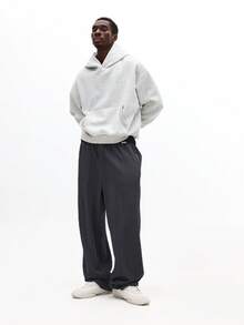 Pantalones de chándal de pierna ancha con textura y cordón SUMWON, ropa de estar en casa informal y holgada para otoño e invierno, con cintura elástica y plisados, cómodos y lisos - Gris Oscuro - Ver 8