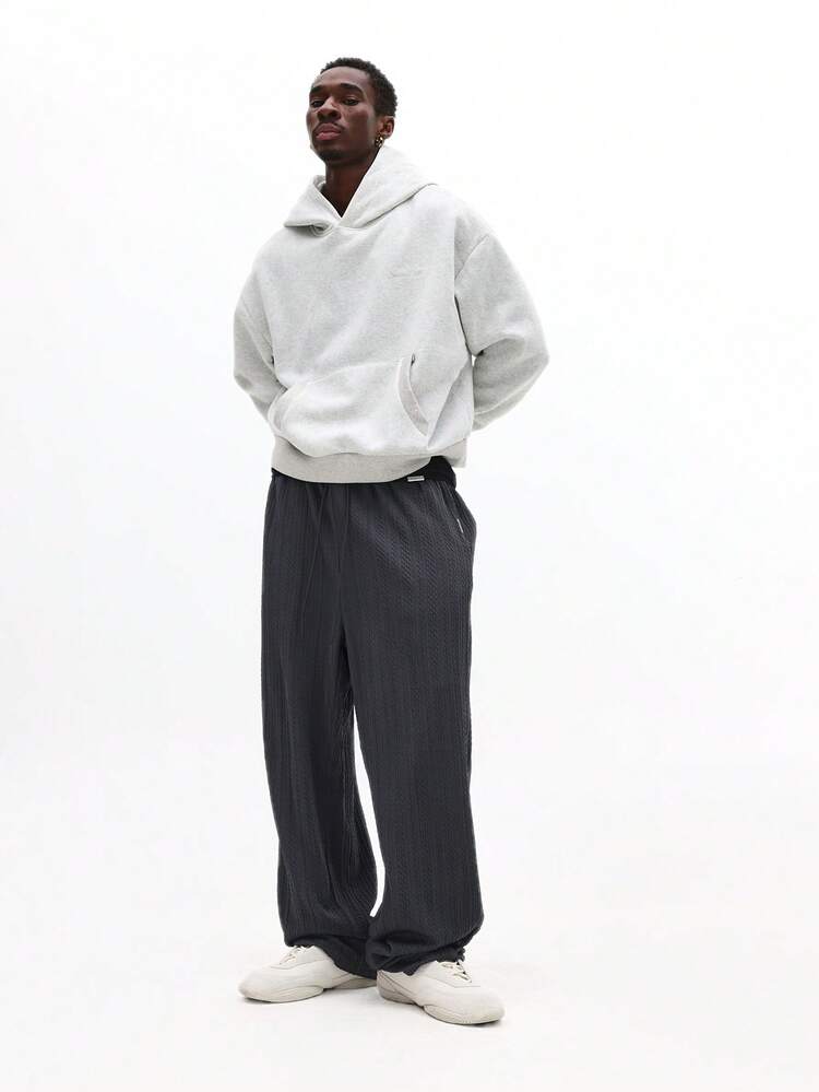 Textured Wide Leg Sweatpants With Elastic Ankle